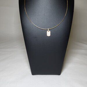 Gold filled over sterling silver adjustable choker dog tag pendant pave zirconia